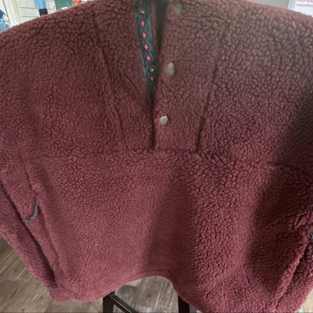 Alpine Design Burgundy Sherpa Snap Pullover